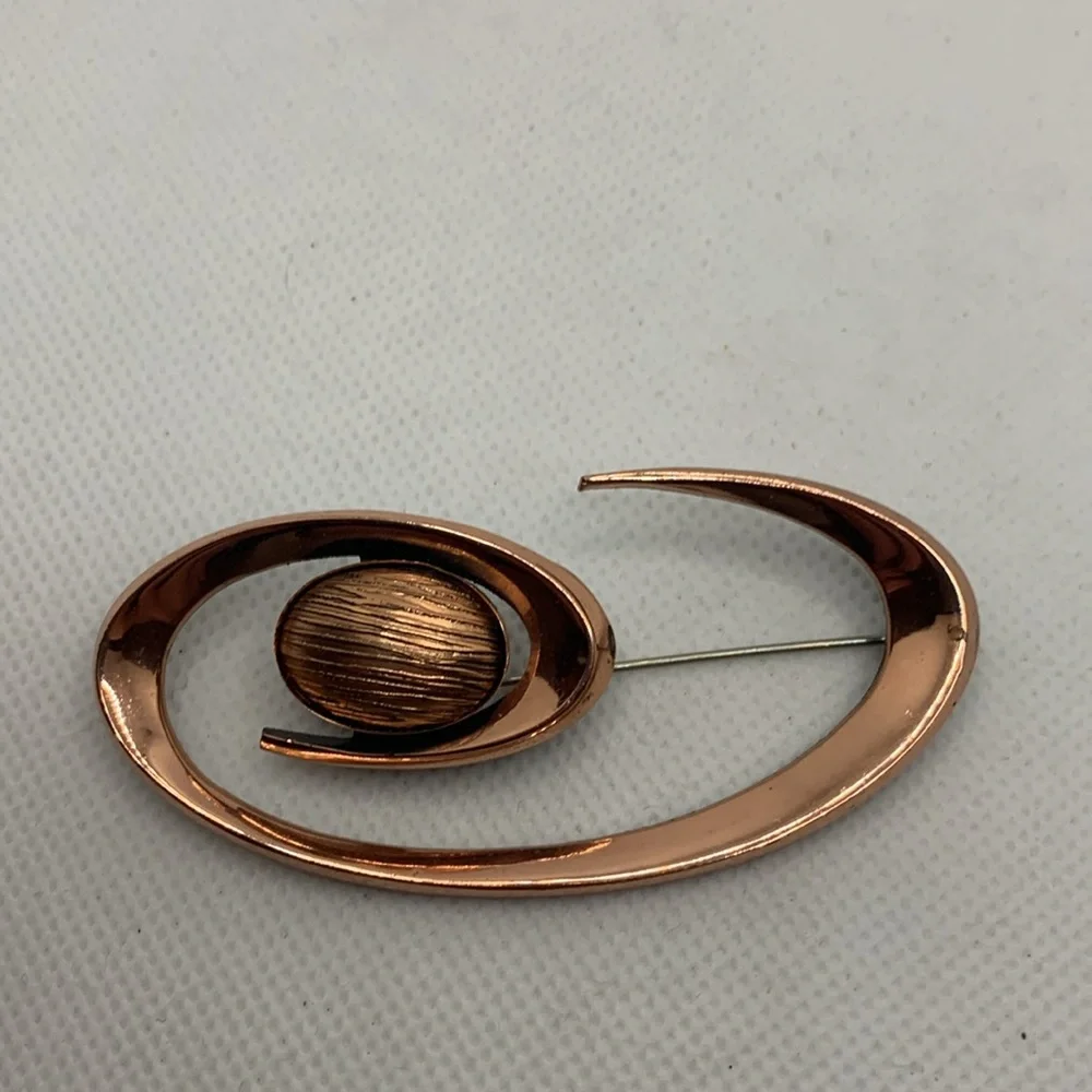 Renoir of California Copper Brooch and Earring set Geometric Abstract - Picture 3 of 5